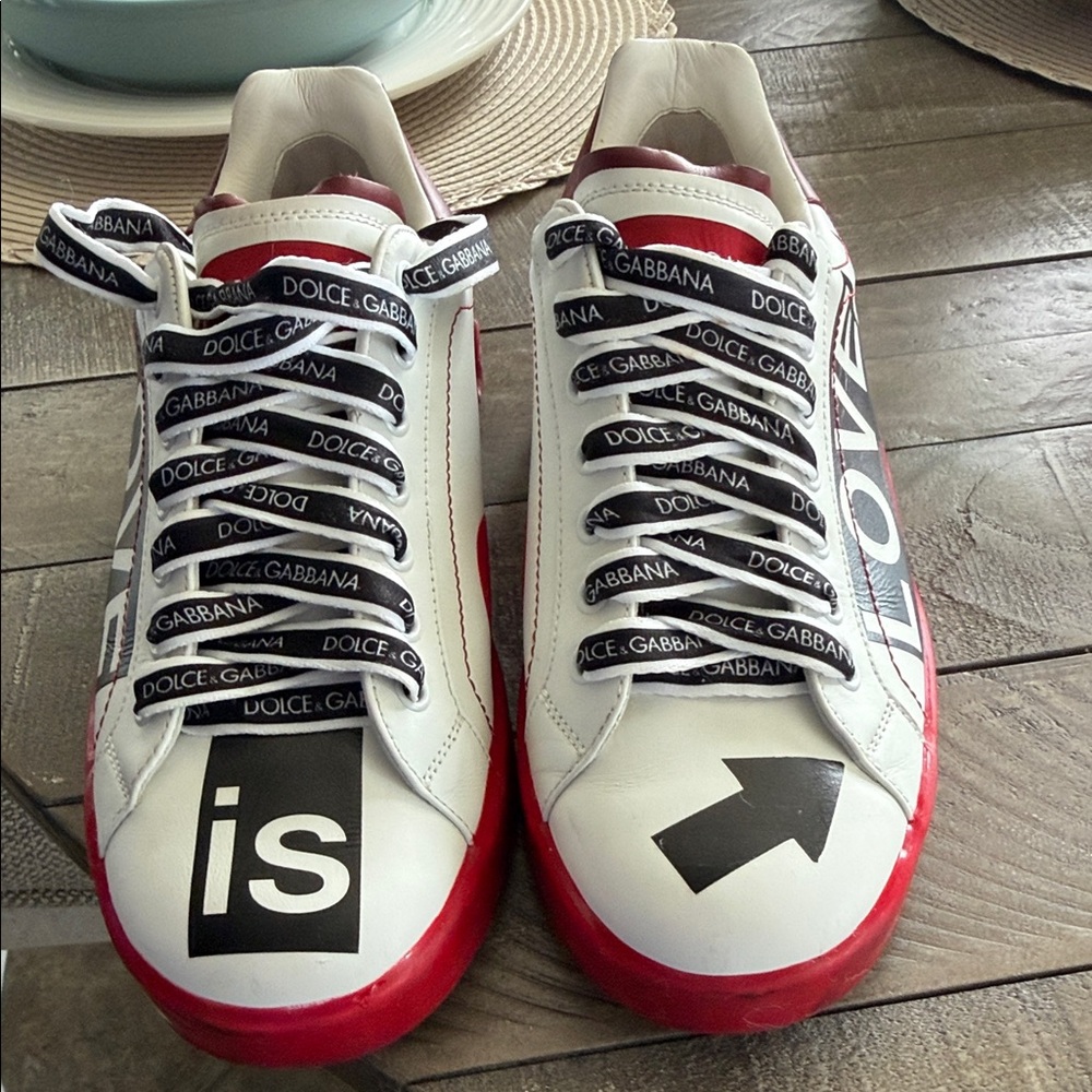 Dolce Gabbana Love Graphic Sneakers with Red Soles - Picture 13 of 13